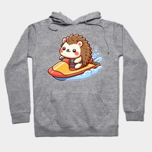 cute hedgehog jetskiing Hoodie